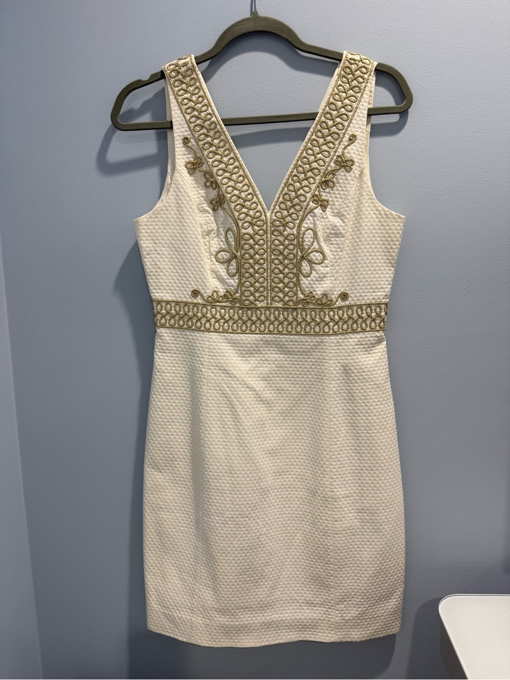 Lilly Pulitzer White Mini Dress with Gold Embroidery